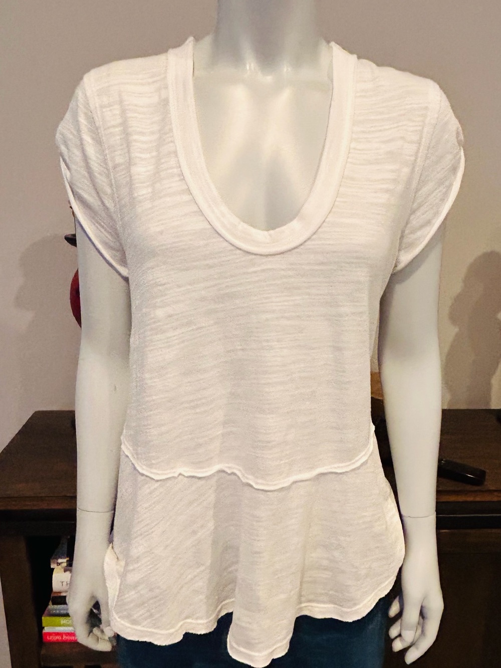 Free People White Layered Scoop Neck Tunic Top